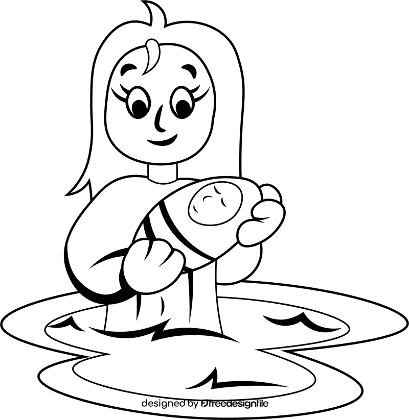 Baptism Epiphany black and white clipart