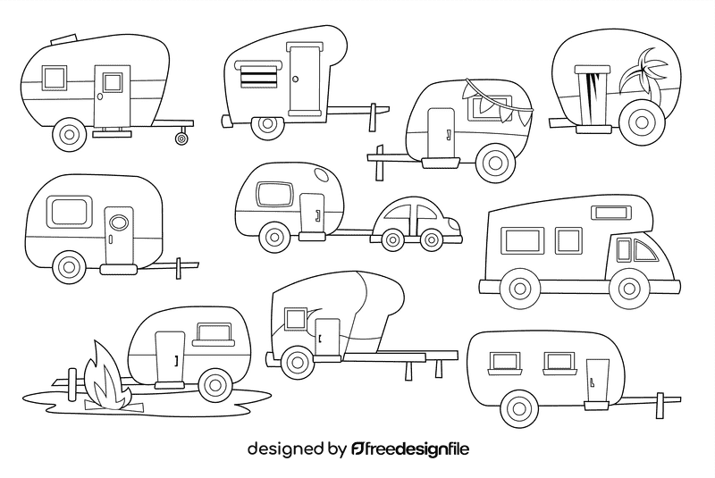 Camper black and white vector
