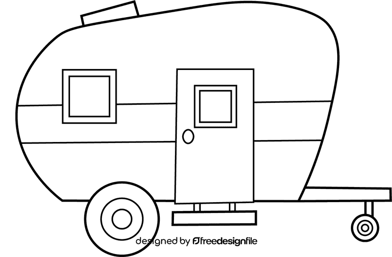 Camper Trailer black and white clipart