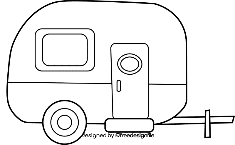 Camper Trailer black and white clipart