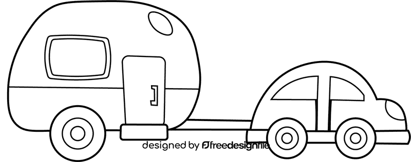 Camper Trailer black and white clipart