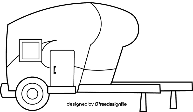 Camper Trailer black and white clipart