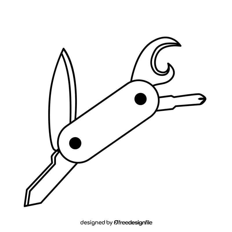 Pocket knife drawing black and white clipart