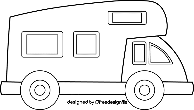 Camper Trailer black and white clipart