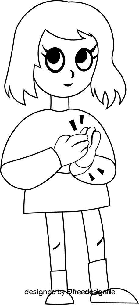 Clapping Hands Girl black and white clipart