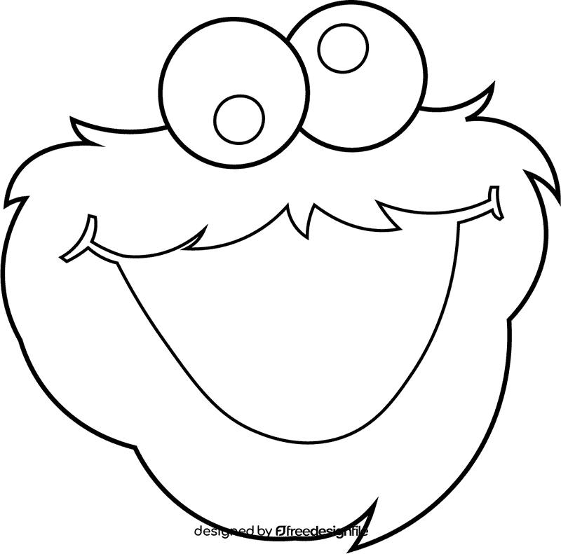 Cookie Monster Head black and white clipart