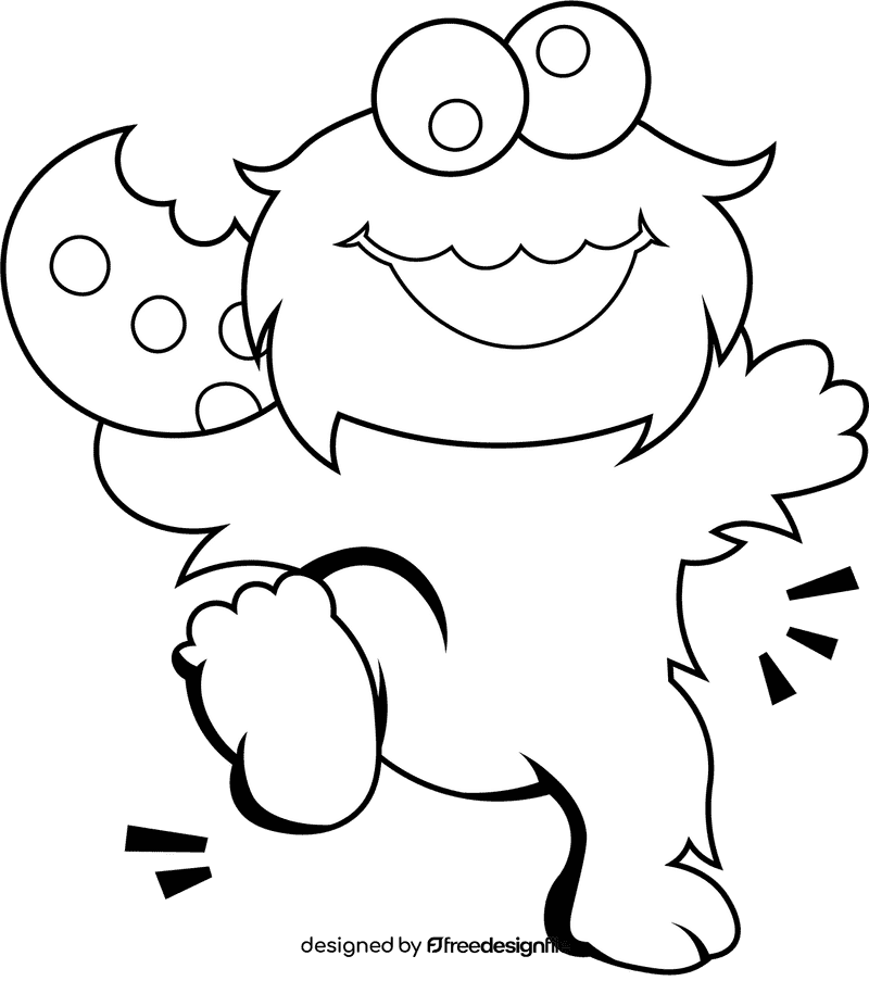 Cookie Monster black and white clipart
