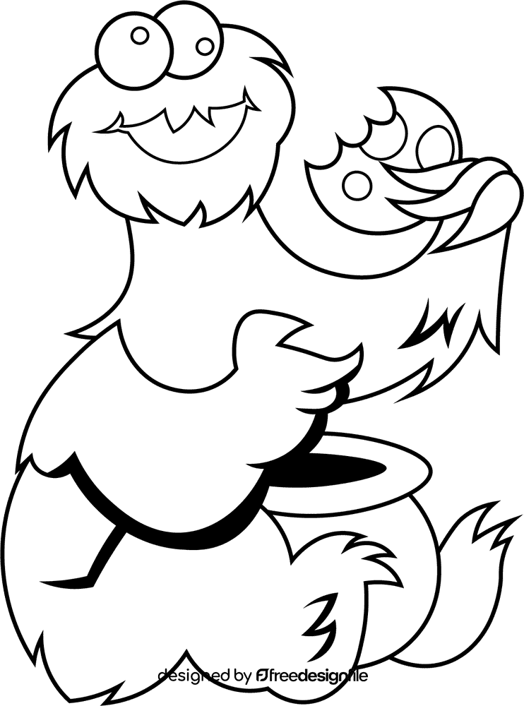 Cookie Monster black and white clipart