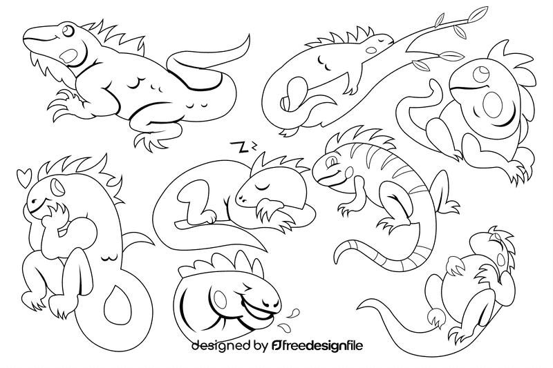 Iguana black and white vector