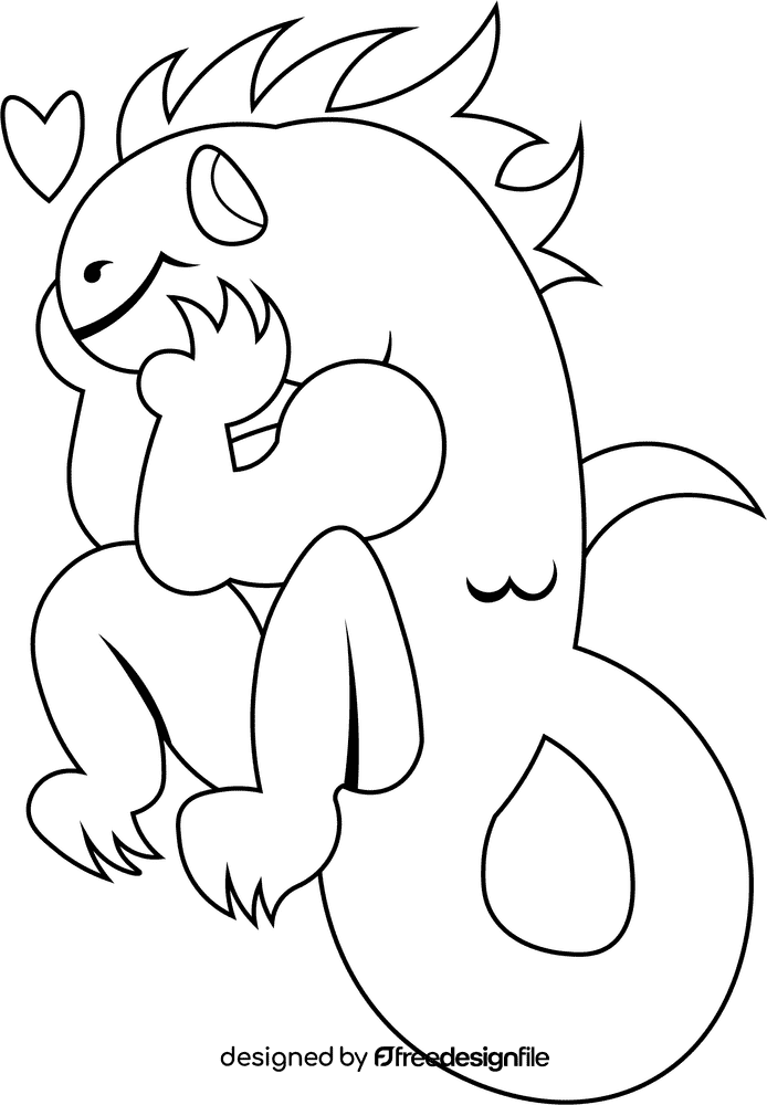 Iguana black and white clipart