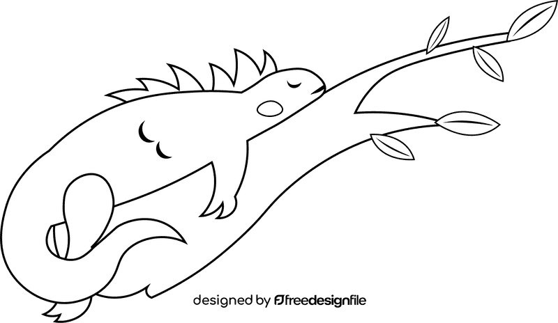 Iguana black and white clipart