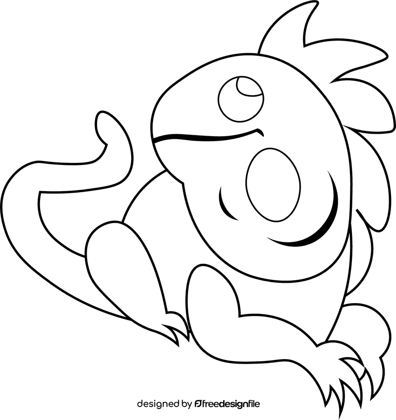 Iguana black and white clipart