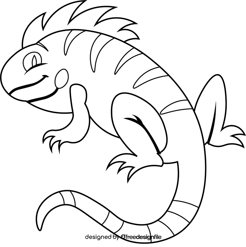 Iguana black and white clipart