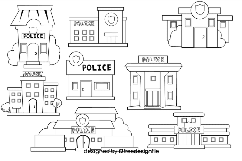 Police Station black and white vector