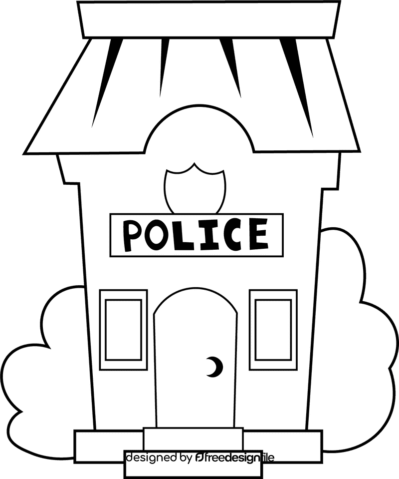 Police Station black and white clipart