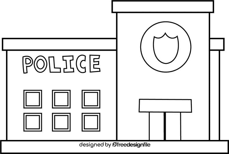 Police Station black and white clipart