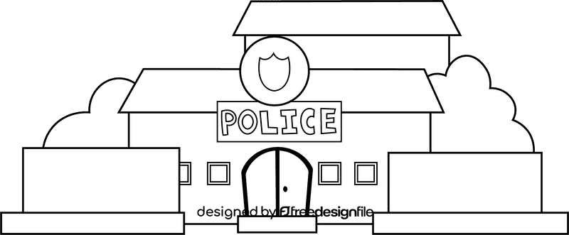Police Station black and white clipart