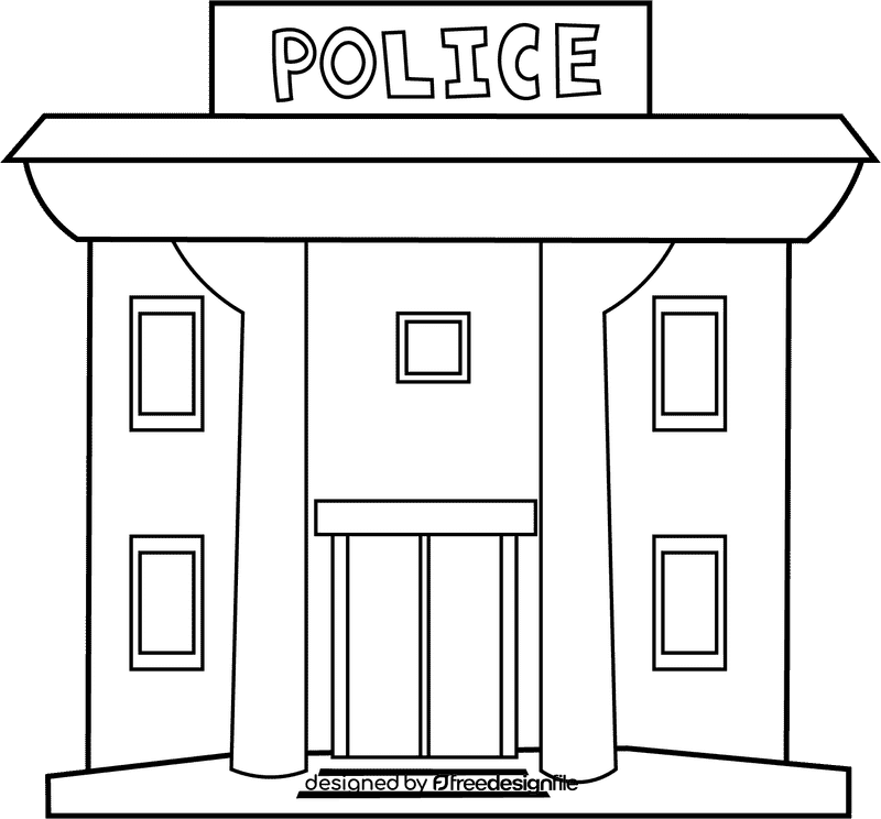 Police Station black and white clipart