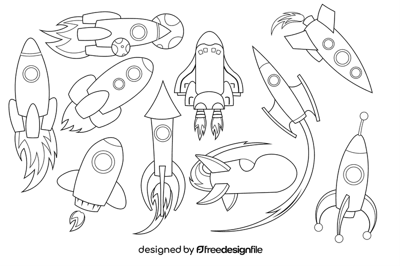 Rocket Ship black and white vector
