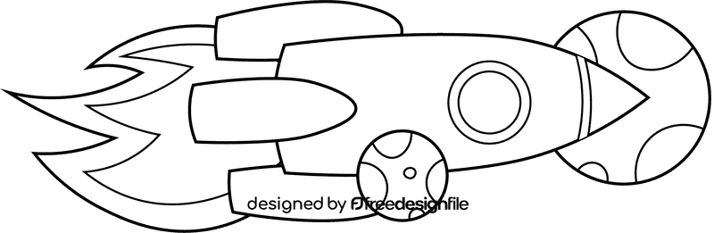 Rocket Ship black and white clipart