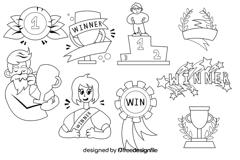 Winner black and white vector