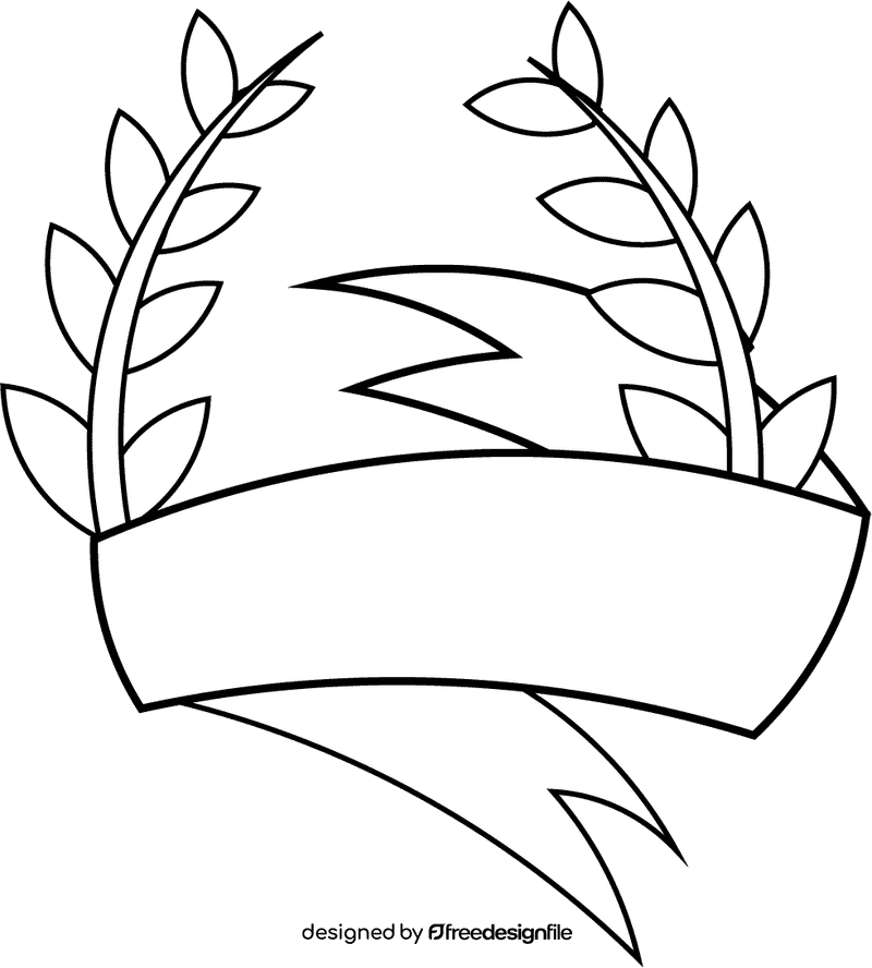Winner Wreath Stripes black and white clipart