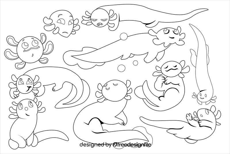 Axolotl black and white vector
