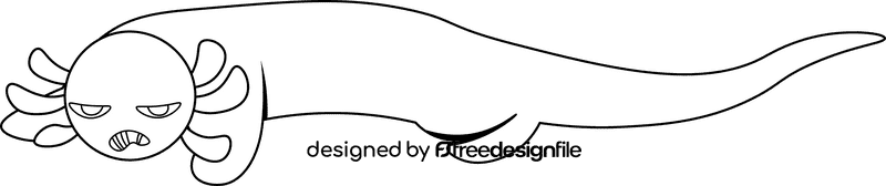 Axolotl Angry black and white clipart