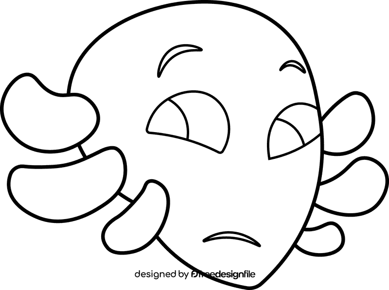 Axolotl Head black and white clipart