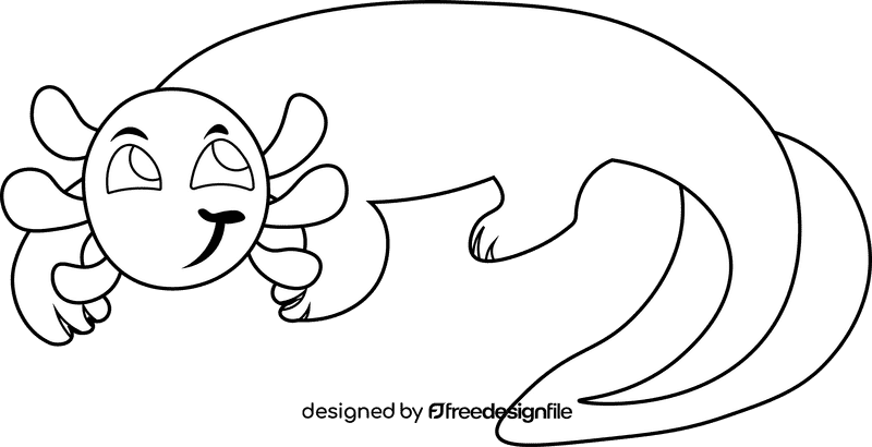 Axolotl Smile black and white clipart