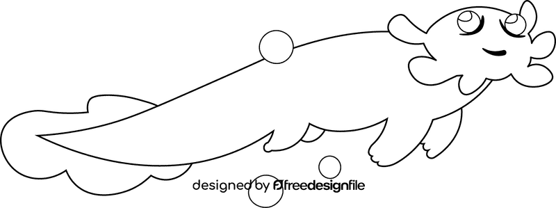 Axolotl black and white clipart