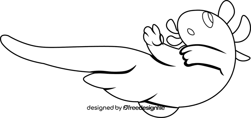 Axolotl black and white clipart