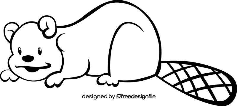 Beaver black and white clipart