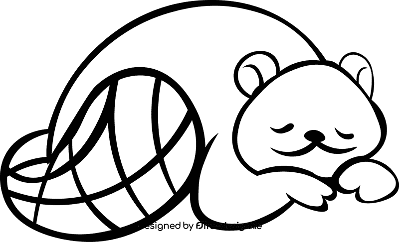 Beaver Sleep black and white clipart