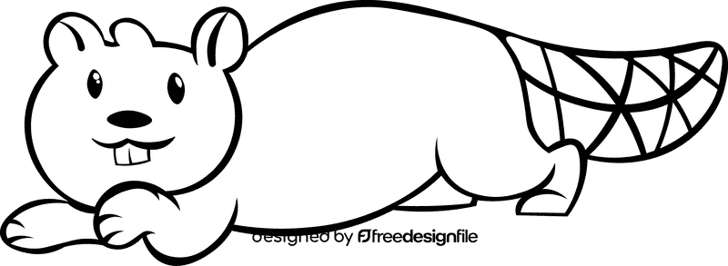 Beaver black and white clipart