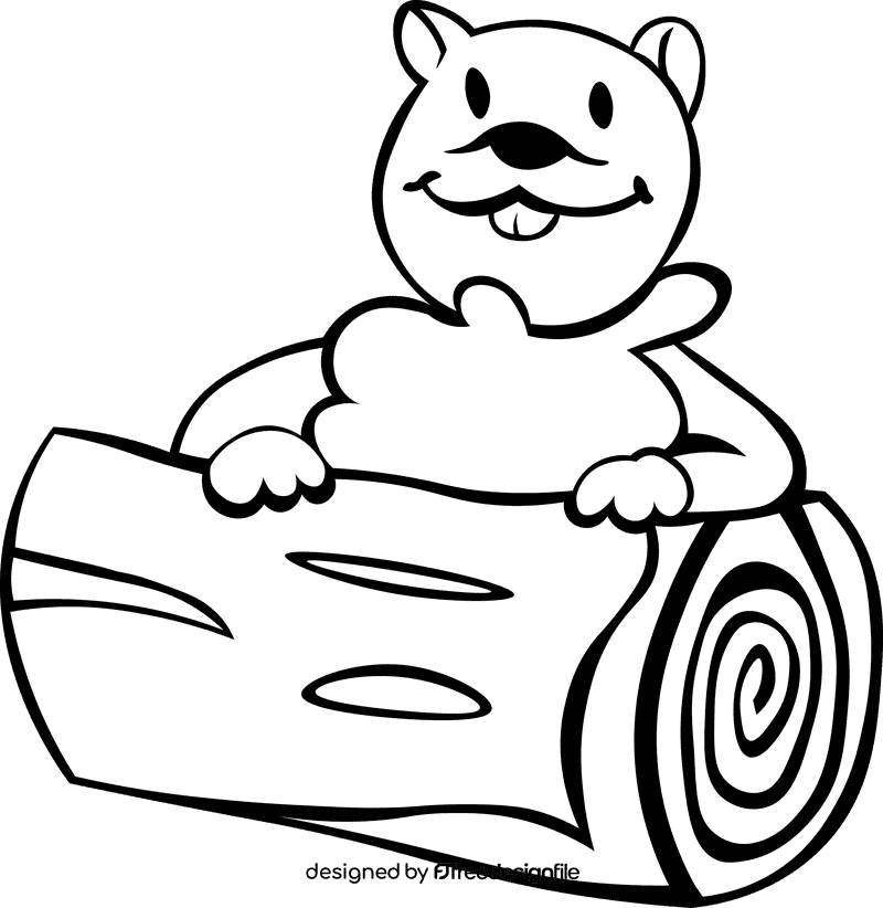 Beaver animal black and white clipart