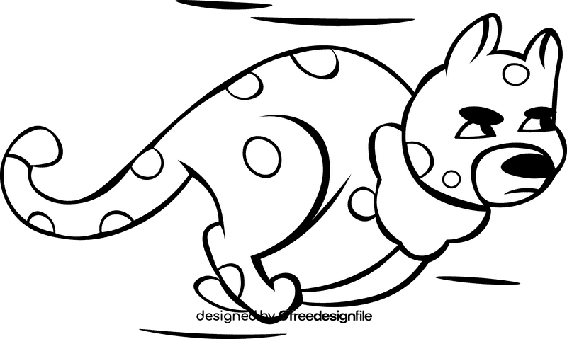 Cheetah Runing black and white clipart