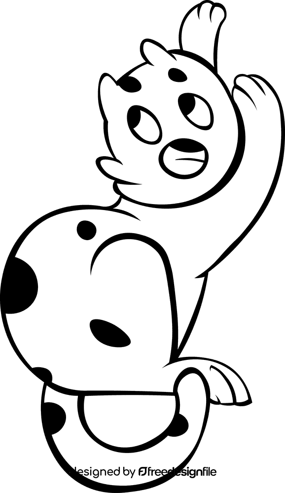 Cheetah cartoon black and white clipart