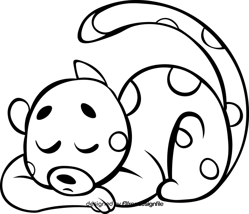 Cheetah Sleeping black and white clipart