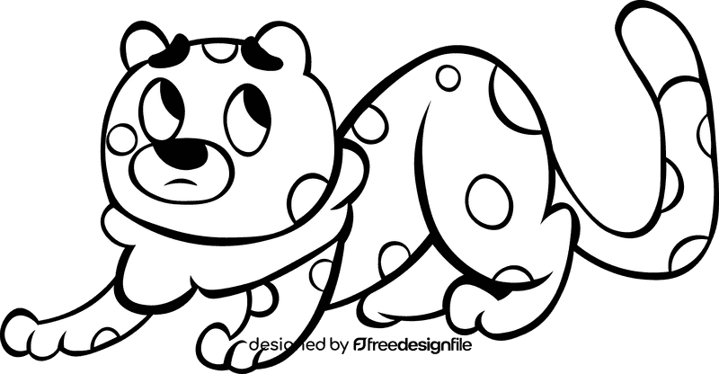 Cheetah black and white clipart