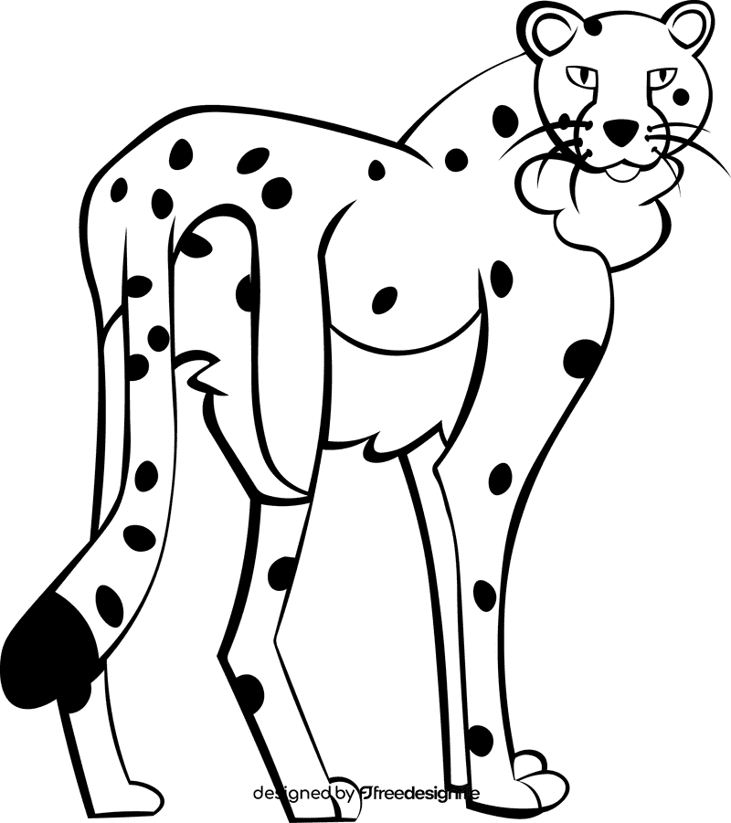 Cheetah black and white clipart