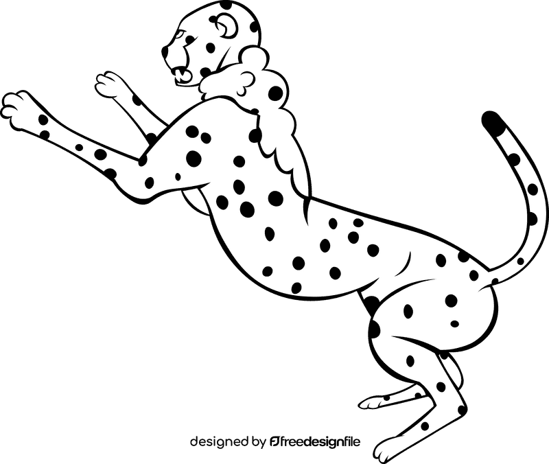 Cheetah Fight black and white clipart
