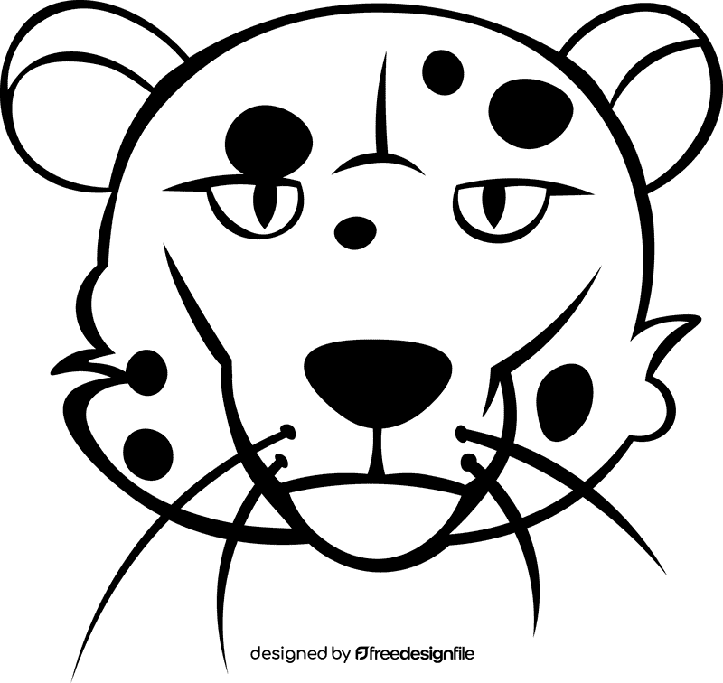 Cheetah Head black and white clipart