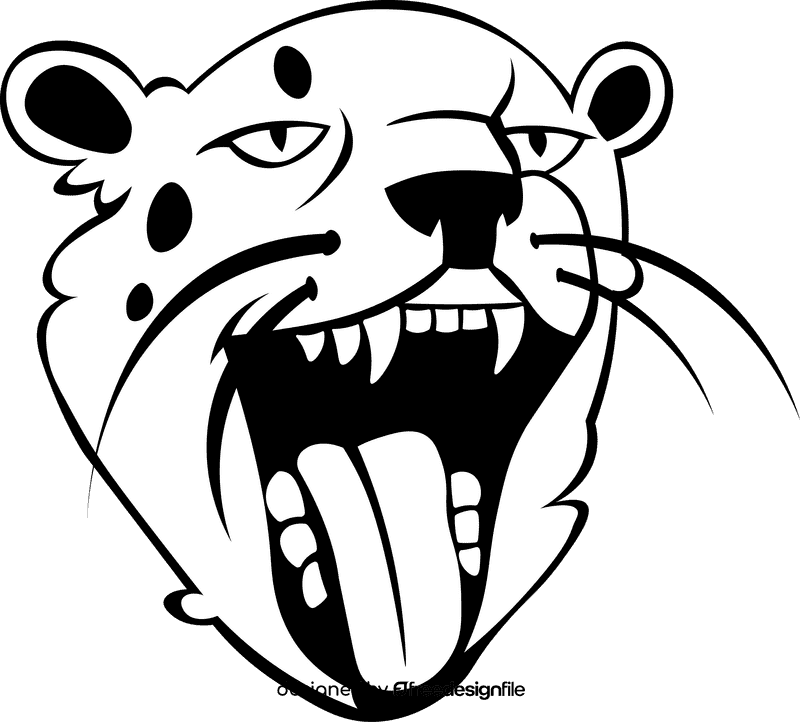 Cheetah Roar black and white clipart