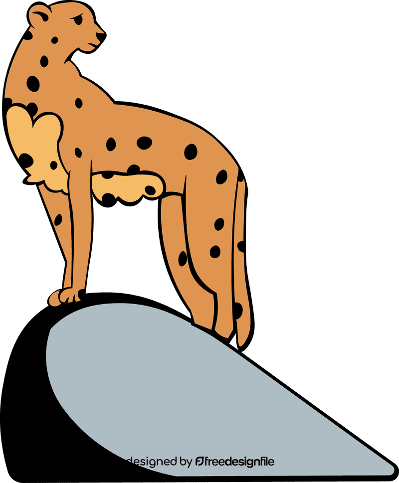 Cheetah On Rock clipart