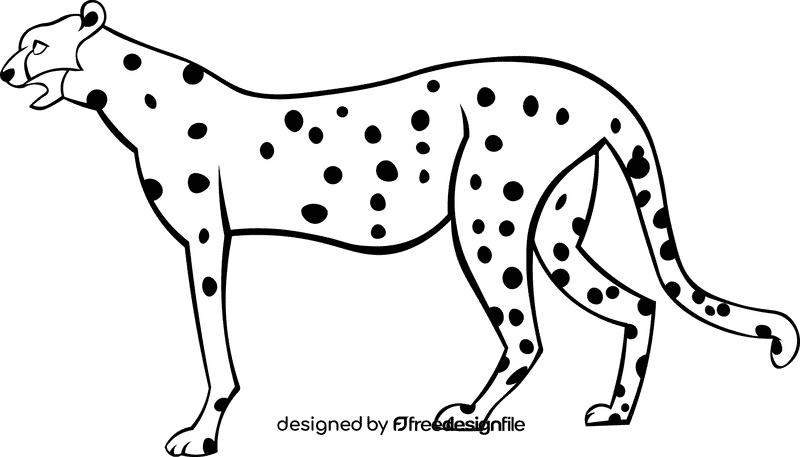 Cheetah animal black and white clipart