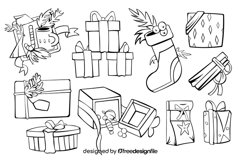 Christmas Gifts black and white vector