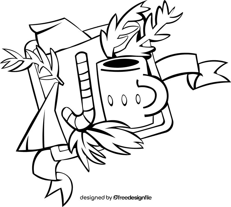 Christmas Gift Open Box black and white clipart