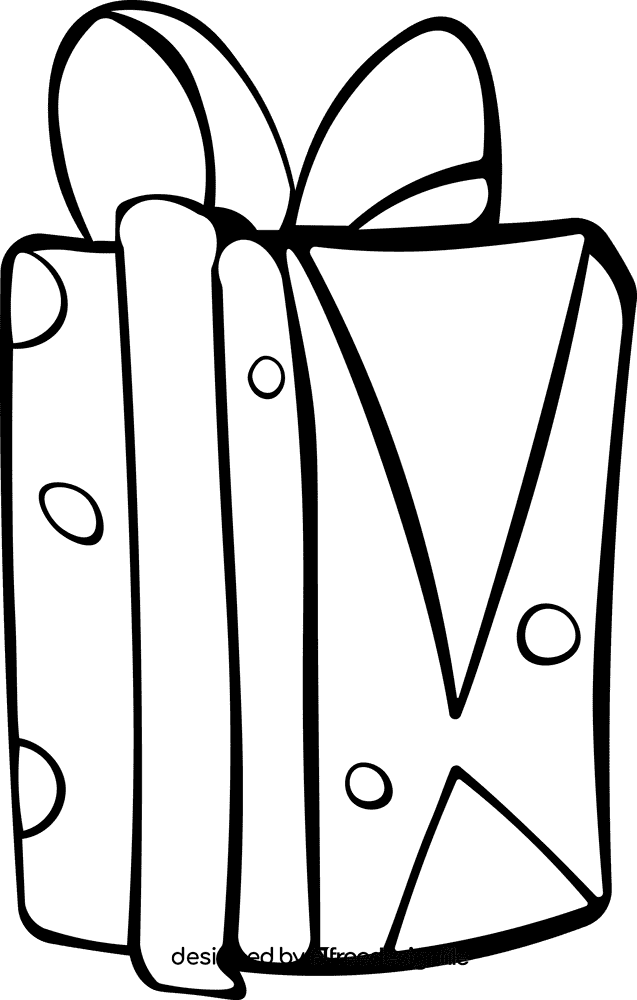 Christmas Gift Present black and white clipart