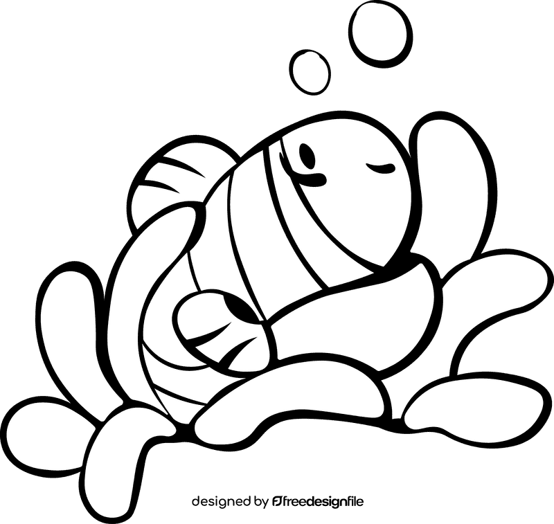 Clownfish Algae black and white clipart